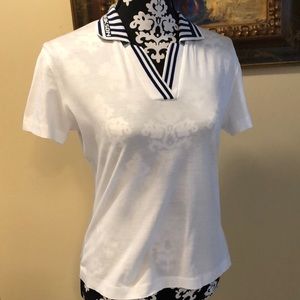 Filoscozia Babe Didrikson Striped collar v-neck lightweight classic polo